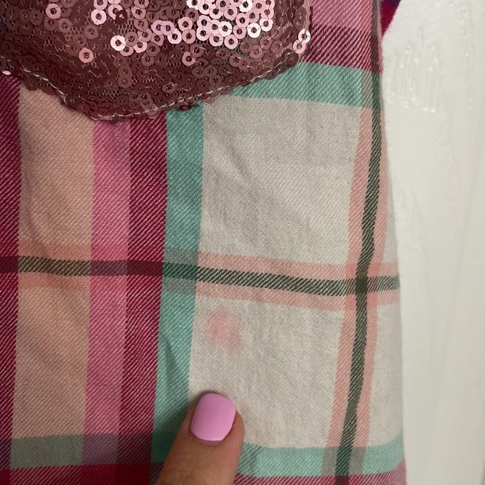 SO Pink Plaid Sleeveless Shirt Dress Sequin XXL 16